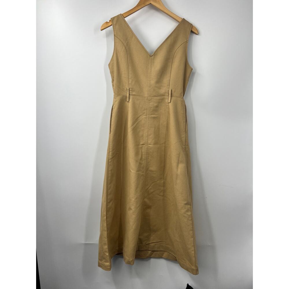 MOUSSY‎ Women's V Neck Belted Waist Denim Dress Sleeveless Solid Khaki Size S 1 - Picture 9 of 9
